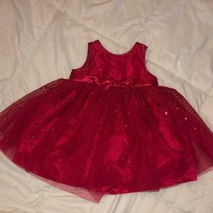 Red holiday dress. Festive with bow and sequins!